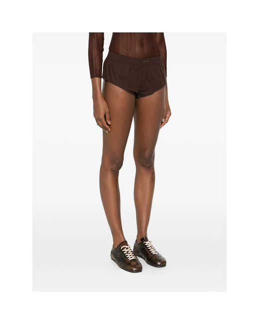 Entire studios Brown Pixie Buttoned Mini Shorts