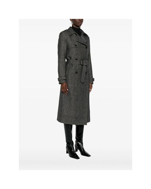Eraldo Black Belted Double-Breasted Coat