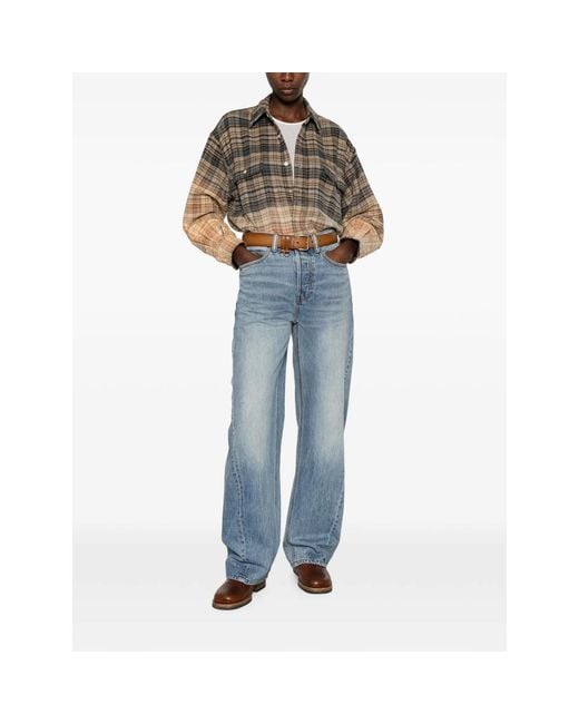 R13 Natural Long-Sleeve Checked Shirt