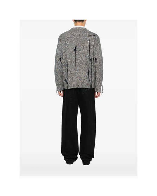 Atomo Factory Gray Distressed Marl-Knit Sweater for men