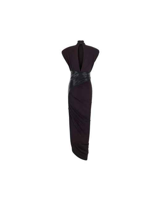 ANDAMANE Blue Ursula Ruched High-Neck Maxi Dress