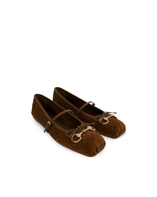 Gucci Brown Horsebit Ballet Flats