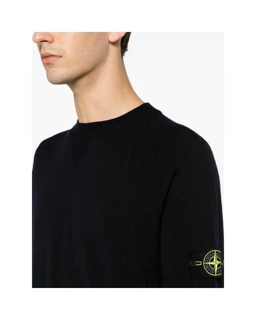 Stone Island Black Long-Sleeves Sweater for men