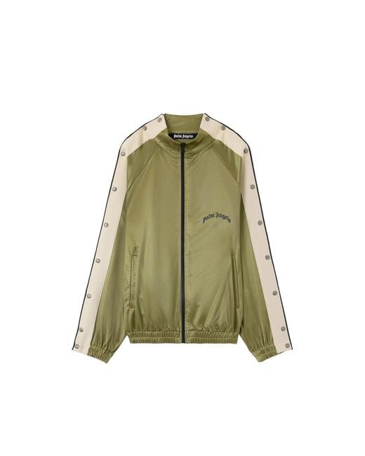 Palm Angels Green Snap-Button Side Bands Track Jacket for men