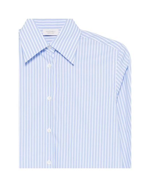 Mazzarelli Blue Striped Buttoned Shirt
