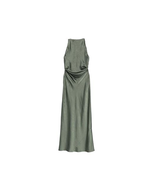 Vince Green Cowl-Neck Ruched Maxi Dress