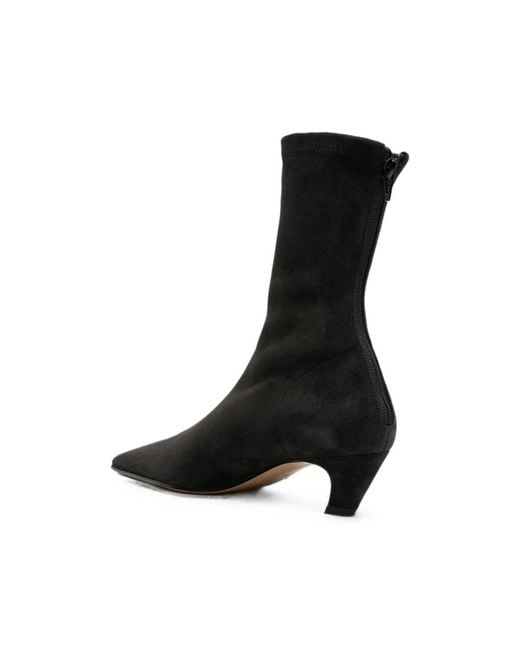 Khaite Black Arizona Pointed-Toe Suede Ankle Boots