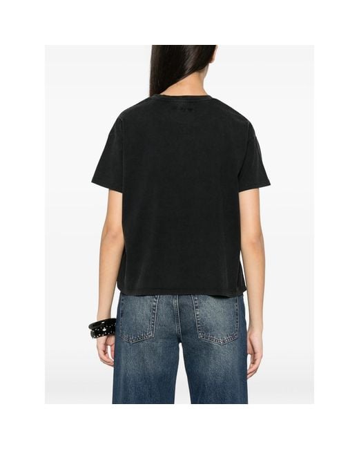 Majestic Filatures Black Logo-Embroidered T-Shirt