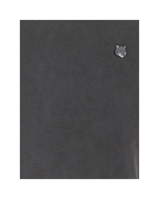 Maison Kitsuné Gray Embroidered-Logo Sweatshirt for men