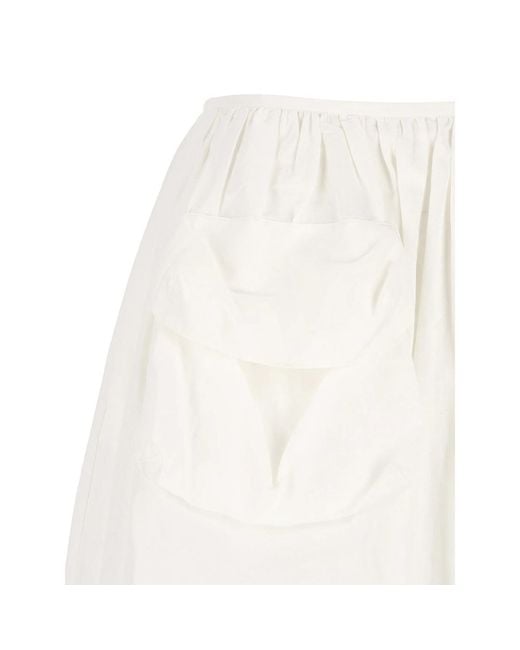 Miu Miu White Flap-Pocket Midi Skirt