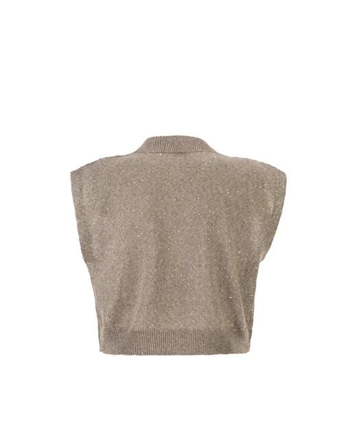 Brunello Cucinelli Gray Neutrals Tops