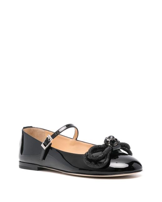 Mach & Mach Black Double Bow Ballet Flat