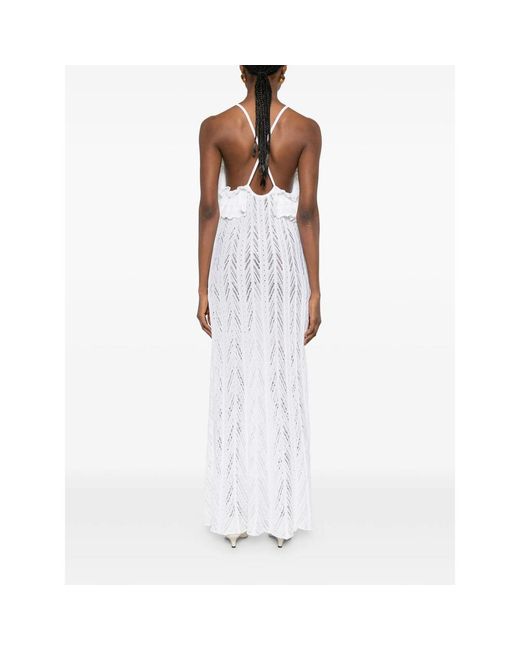 Antonino Valenti White Guinea Ruffled Maxi Dress