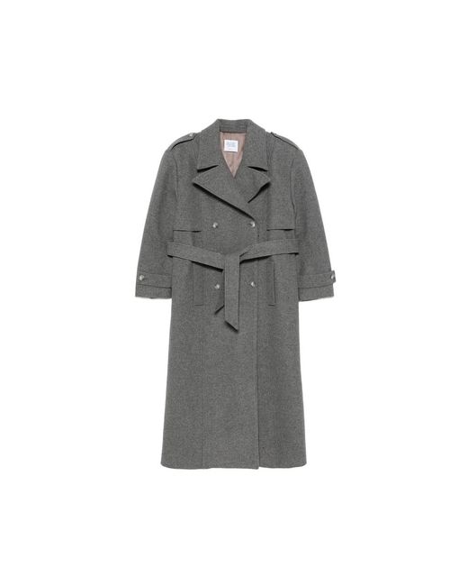 LE SULLY STUDIO Gray Double-Breasted Belted Coat
