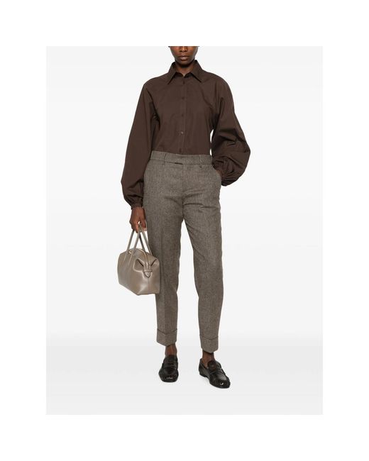 Closed Brown Balloon-Sleeve Shirt