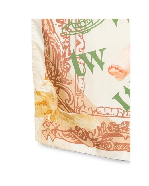 Vivienne Westwood Metallic Cherub-Print Square-Shape Scarf