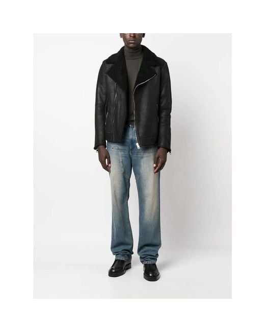 Eraldo Black Shearling Leather Jacket for men