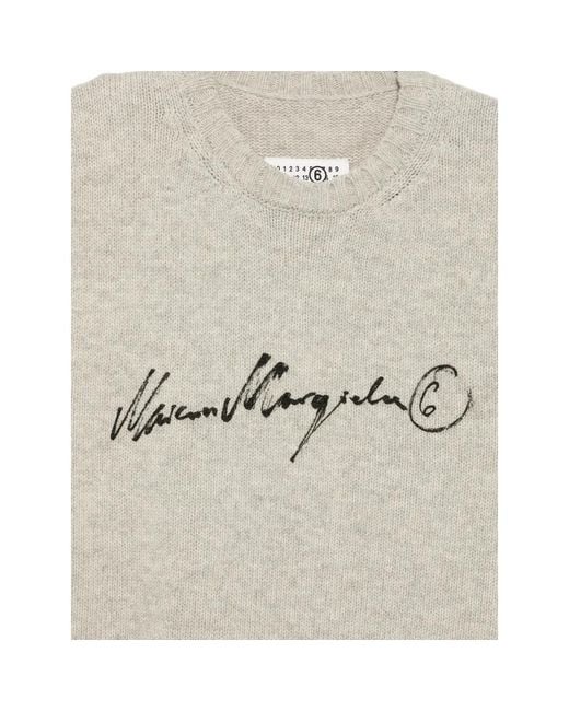 MM6 by Maison Margiela Gray Logo-Print Knitted Sweater for men