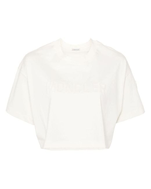 Moncler Sequin-Embellished T-Shirt in White | Lyst