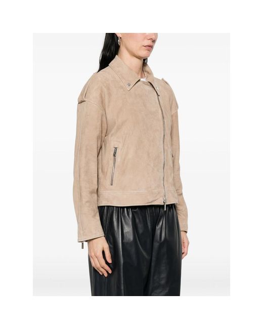 Moorer Natural Loette Zip-Fastening Leather Jacket