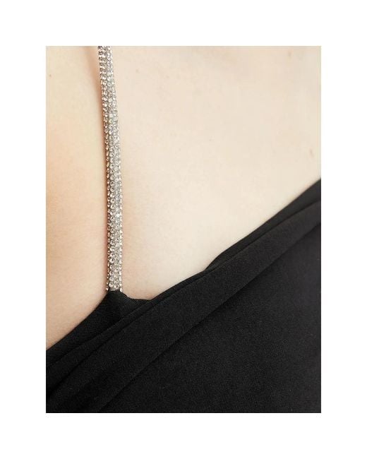 Hervé Léger Black Olivia Crystal-Embellished One-Shoulder Maxi Dress
