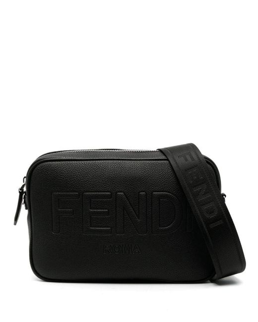 Fendi Black Embossed-logo Leather Body Bag