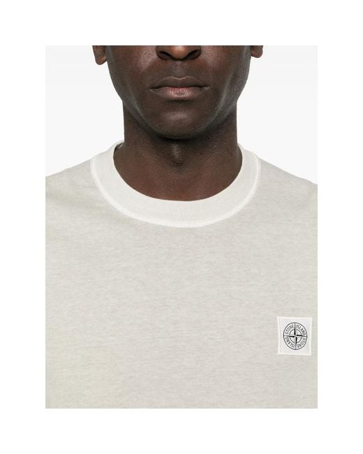 Stone Island White 2100026 Organic Cotton Jersey 'Fissato' Effect for men