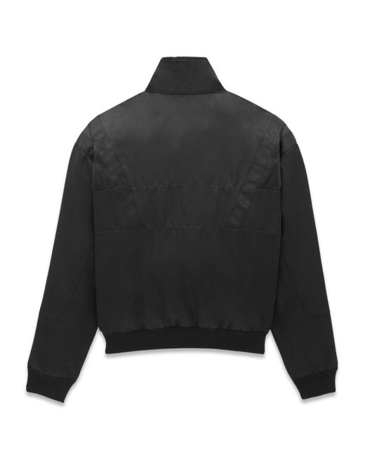 Saint Laurent Black Logo Satin Bomber Jacket for men