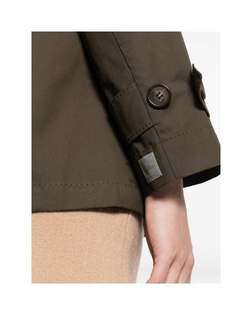 Max Mara Brown Logo-Patch Double-Breasted Coat