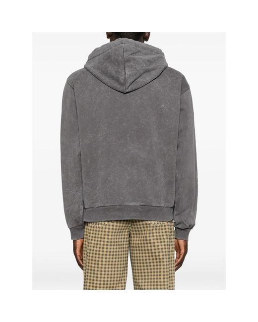 Gcds Gray Studded-Logo Long-Sleeve Hoodie for men