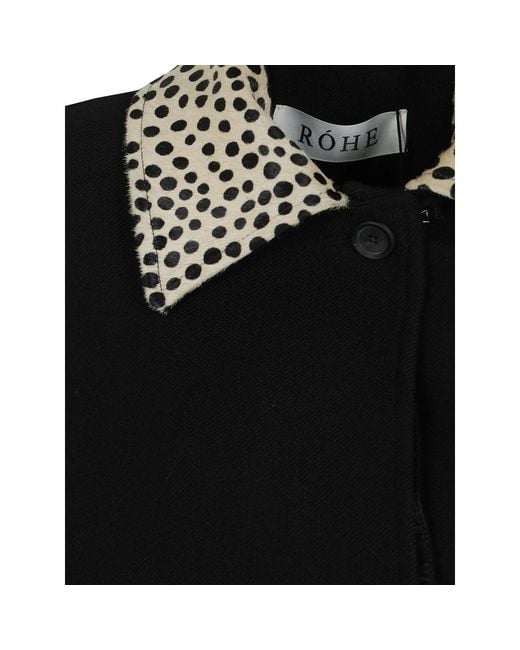 Rohe Black Cheetah Collar Oversized Coat