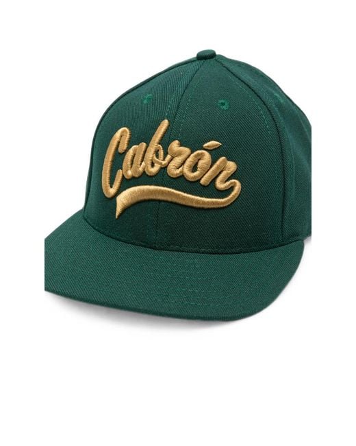 Willy Chavarria Green Embroidered Flat-Peak Cap for men