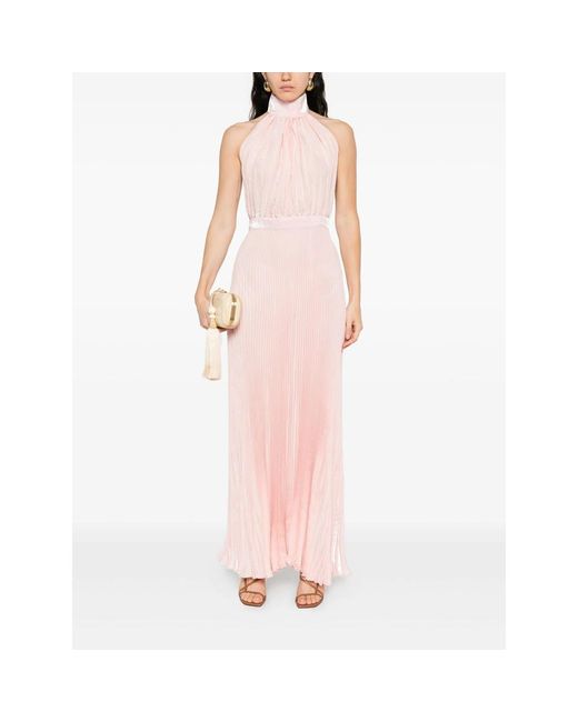 L'idée Pink Eden Halterneck Pleated Gown