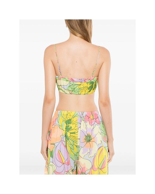 Farm Rio Yellow Spring Affair Beaded Crop Top