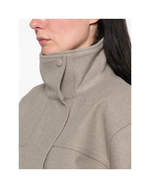 LA PISCINE Gray Belted High-Neck Bomber Jacket