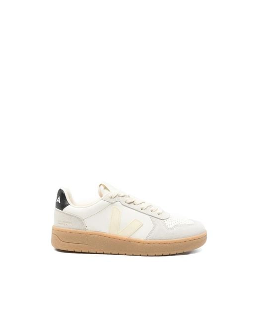 Veja White V-82 Suede Panelled Sneakers for men