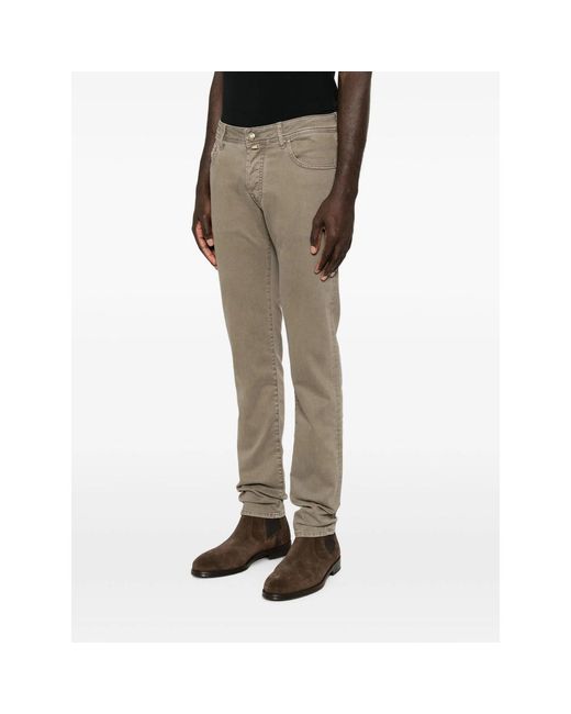 Jacob Cohen Gray Nick Logo-Patch Five-Pocket Trousers for men