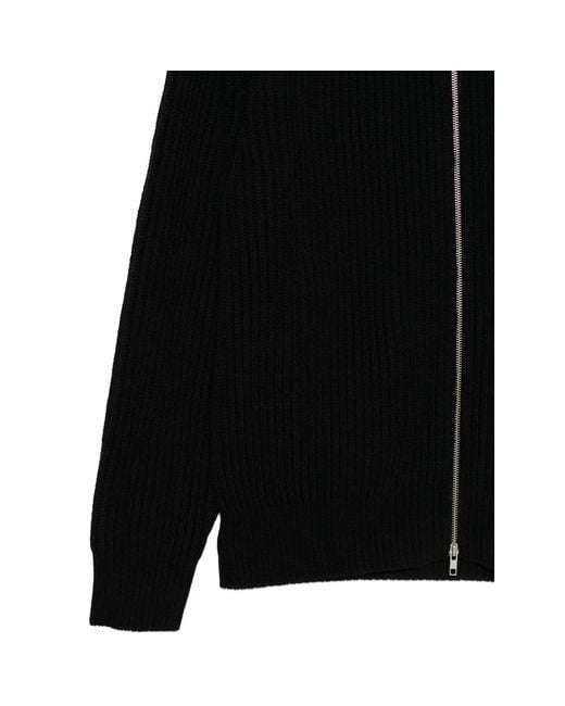 MM6 by Maison Margiela Black Ribbed-Knit Zip-Up Sweater for men