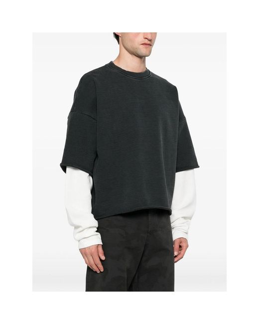 Stay Human On Earth Black Layered Sweatshirt for men