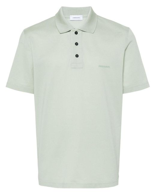 Ferragamo Green Logo-embroidered Polo Shirt for men
