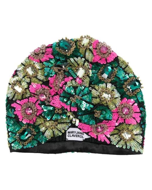 MaryJane Claverol Green Sequin-embellished Hat