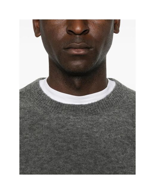 Fileria Gray Fine-Knit Crew-Neck Sweater for men