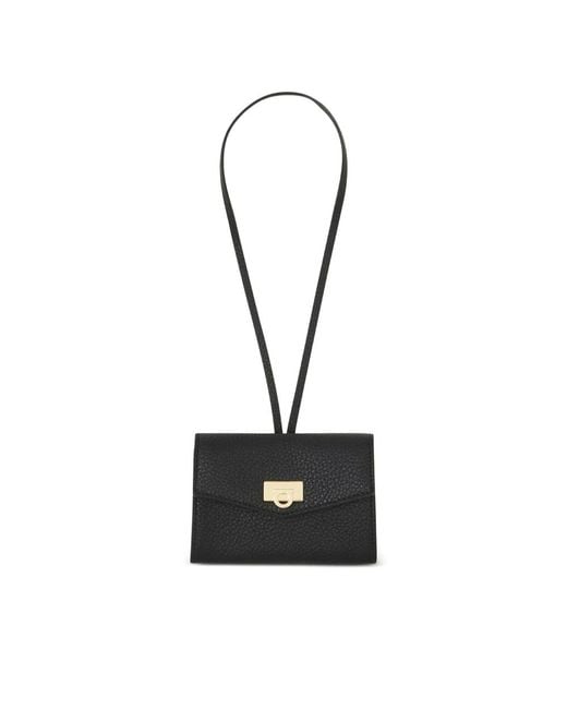 Ferragamo Black Leather Card Holder Charm
