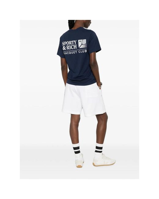 Sporty & Rich Blue Promo Logo-Print Short-Sleeve T-Shirt