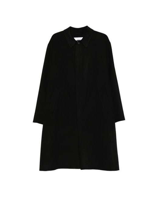 Lardini Black Classic-Collar Button Coat for men