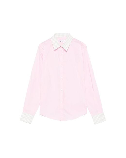GIMAGUAS Pink Gingham-Trimmed Cotton Shirt