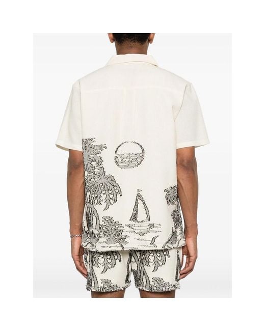 Maison Labiche White Tree-Embroidered Shirt for men