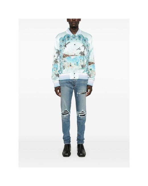 Amiri Blue Mx1 Distressed-Effect Skinny Jeans for men