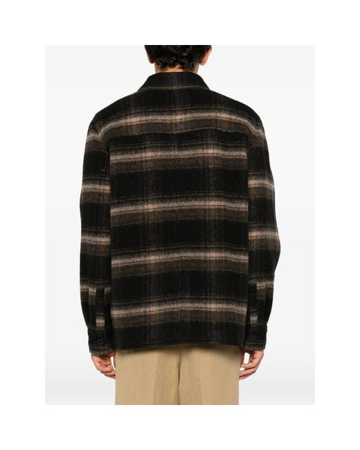 Isabel Marant Black Kervon Check-Pattern Shirt Jacket for men