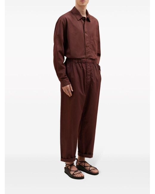 Lemaire Purple Elasticated-Waist Cropped Trousers for men